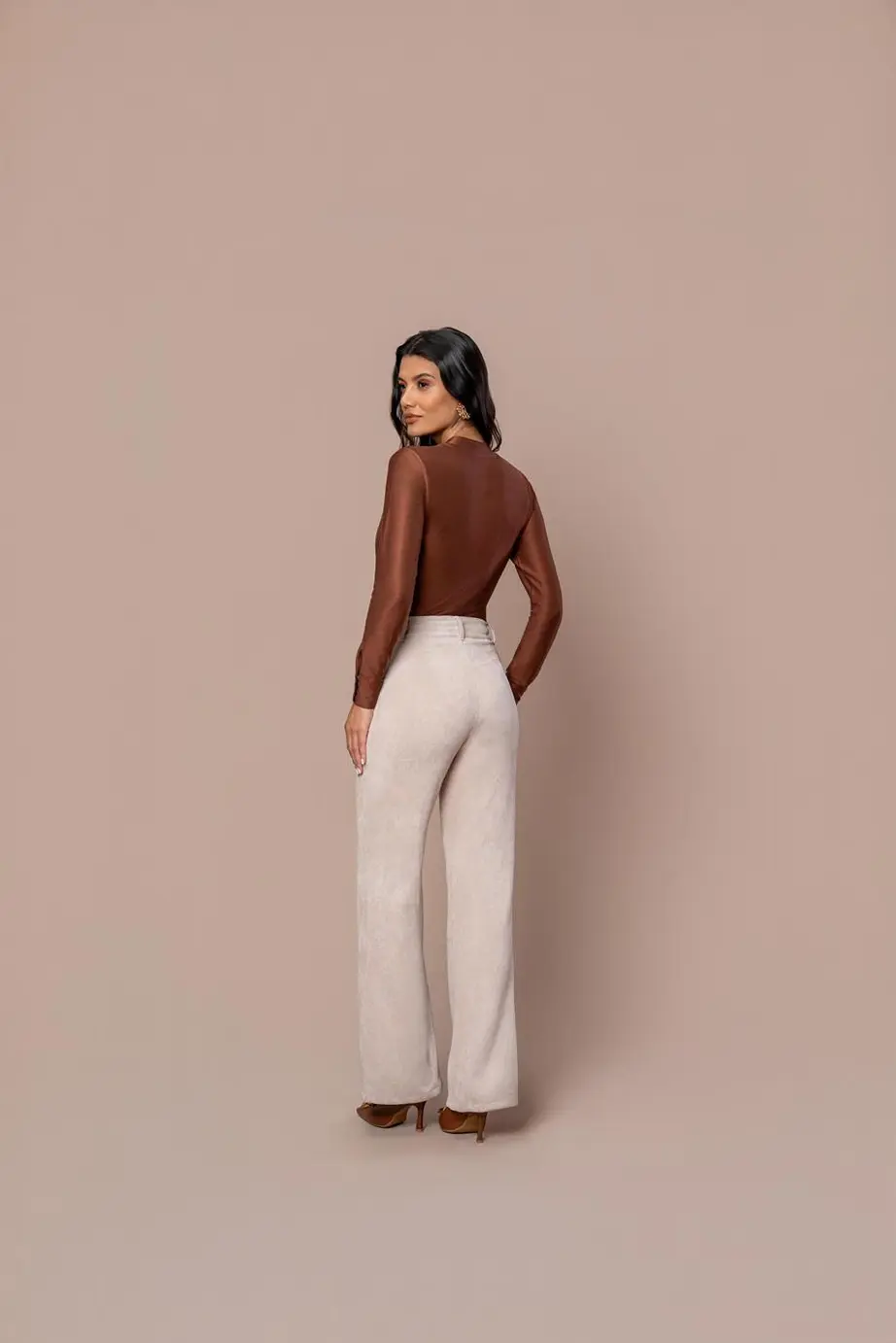 Calca Wide Leg Cotele Com Recortes