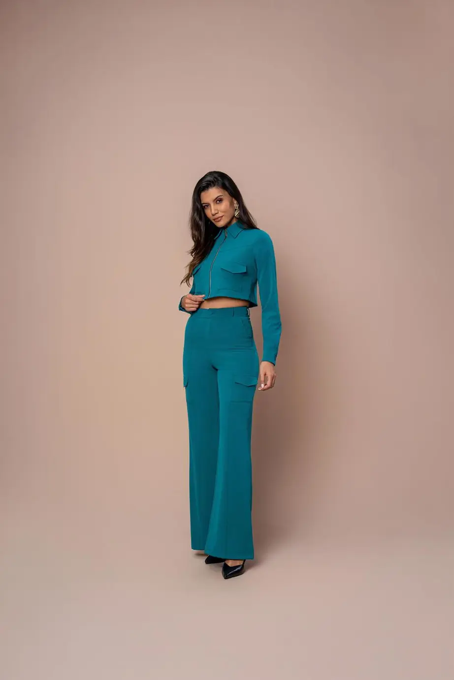 Calca Wide Leg Armani Com Bolsos