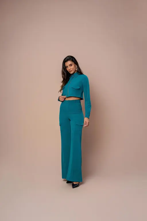 Calca Wide Leg Armani Com Bolsos