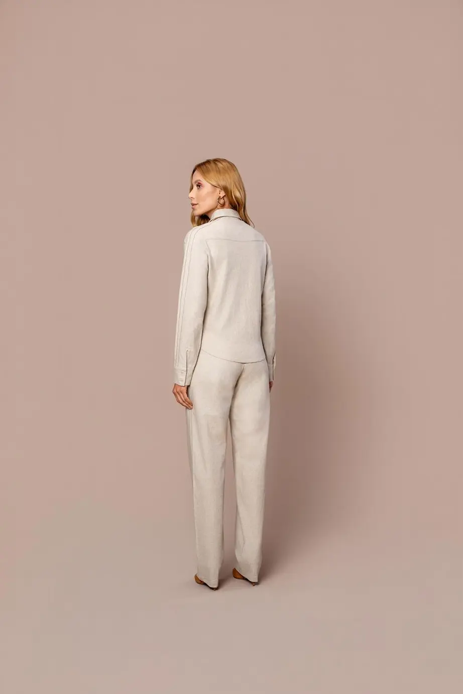 Camisa Linho Elegance Com Pesponto