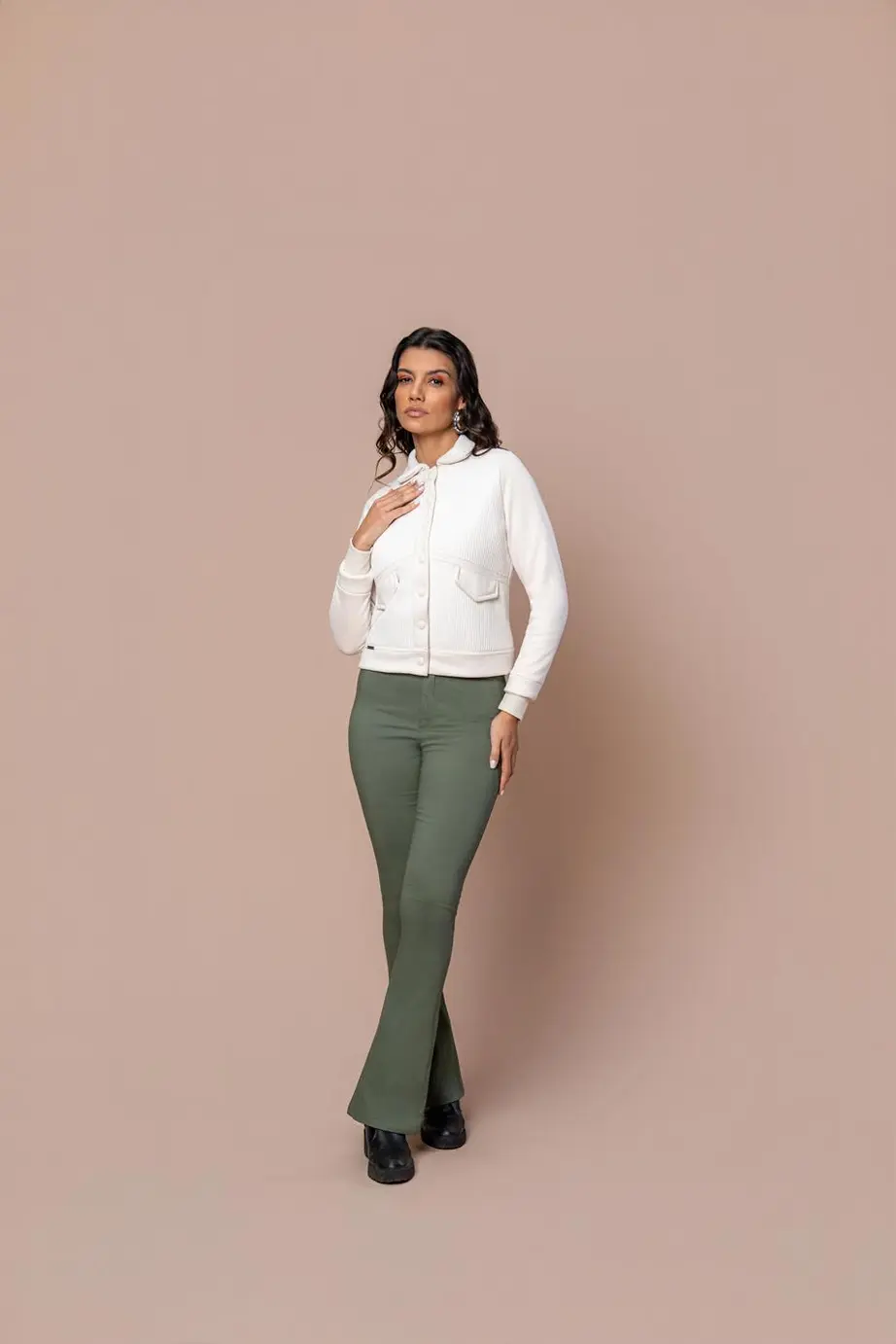 Jaqueta Tricot Com Suede