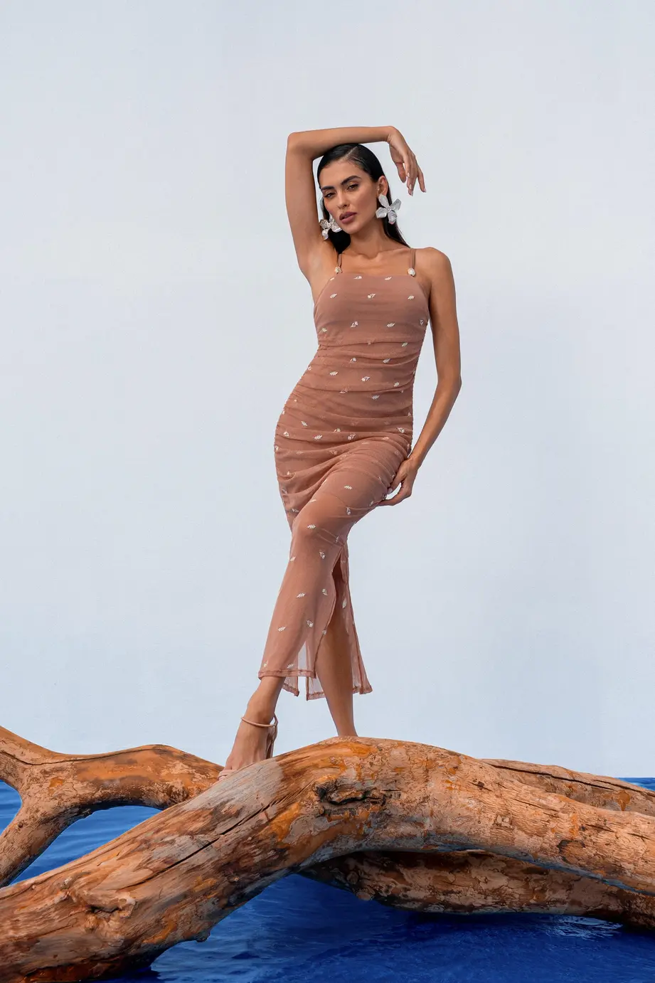 Vestido Tule Drapeado