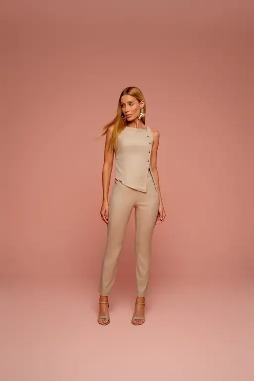 Blusa Linho Com Botoes E Fenda Lateral