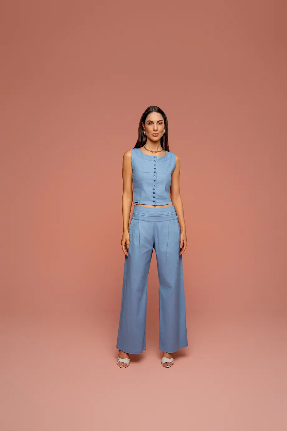 Blusa Linho Com Botoes Frontais