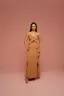 Vestido Longo Com Babados E Broche