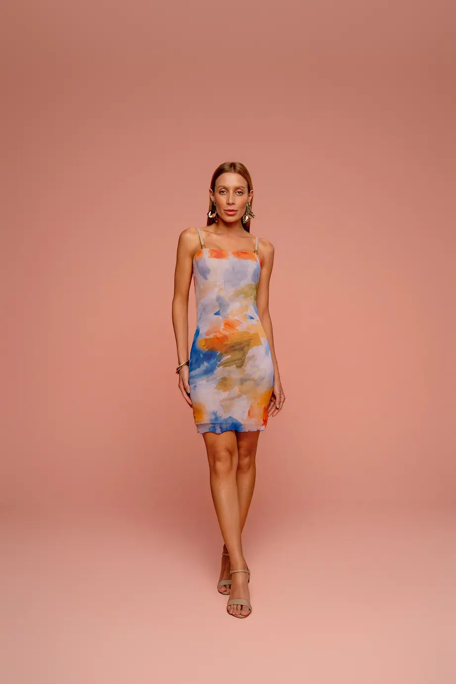 Vestido Curto Em Tule Sublimado