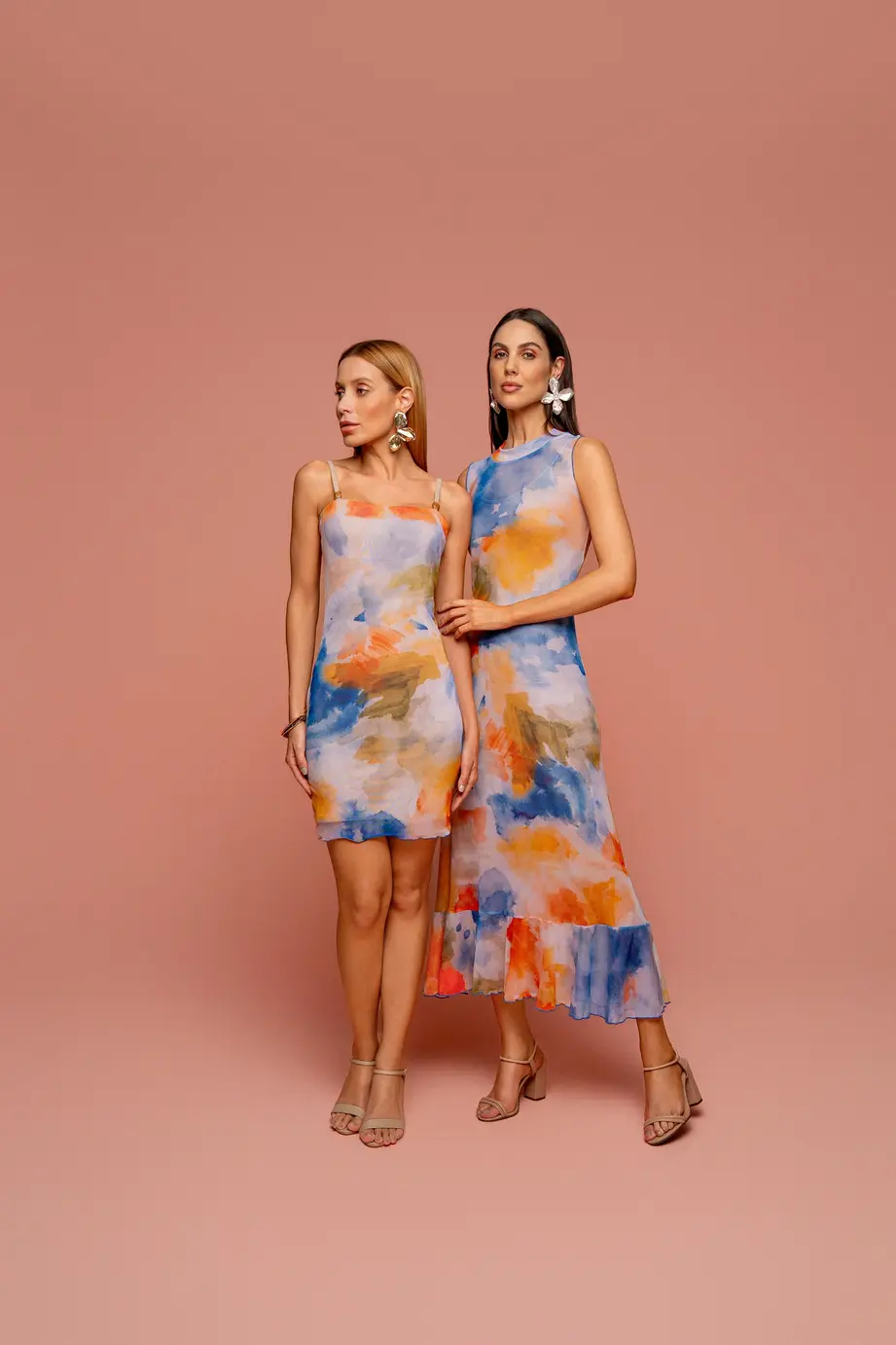 Vestido Longo Em Tule Sublimado Com Anagua