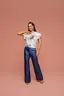 Calca Wide Leg Bengaline Coating